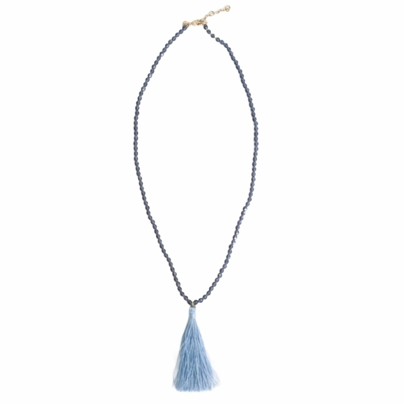 J. Crew Blue Tasseled & Beaded Necklace - Picture 1 of 5